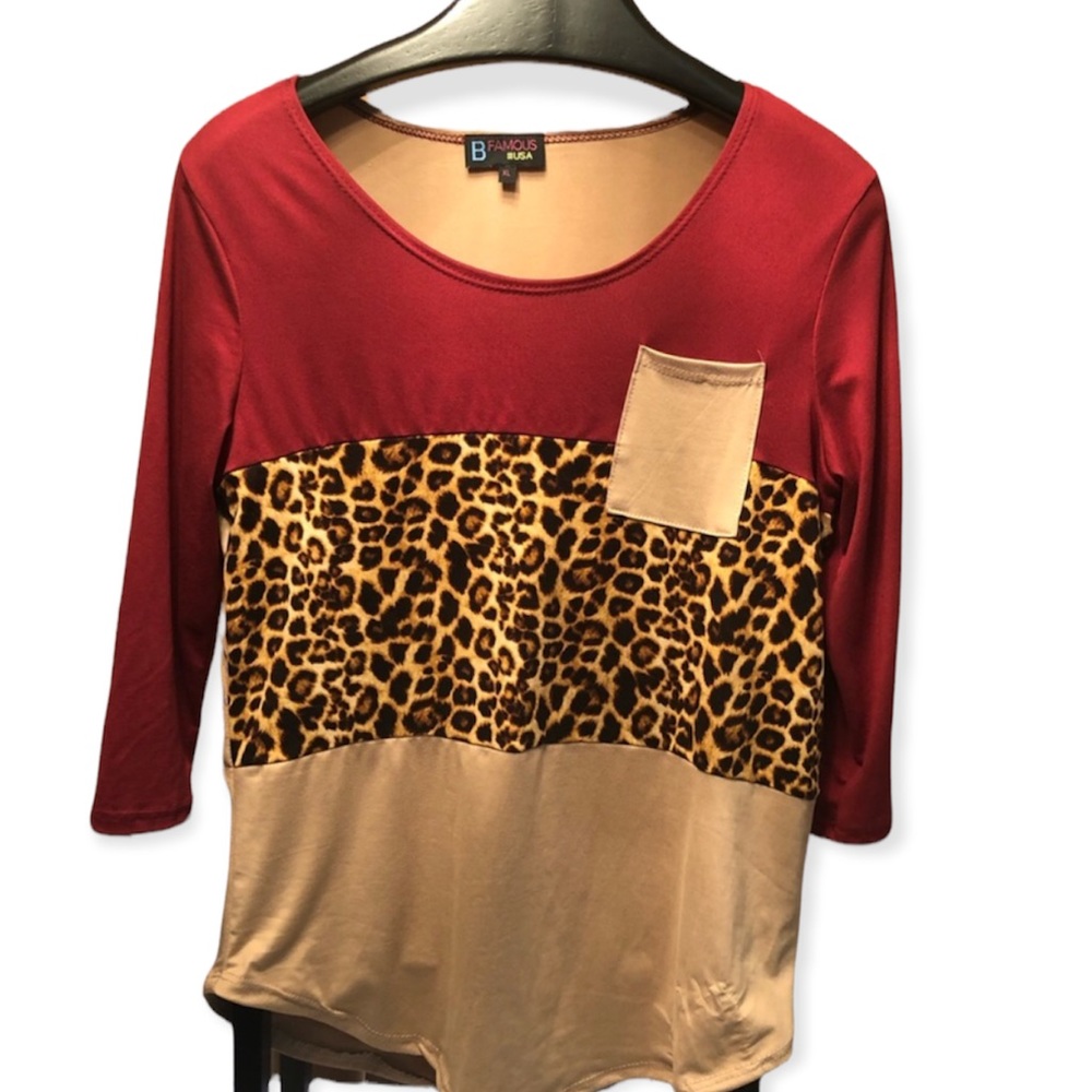 Women’s fall B Famous #USA Leopard print top